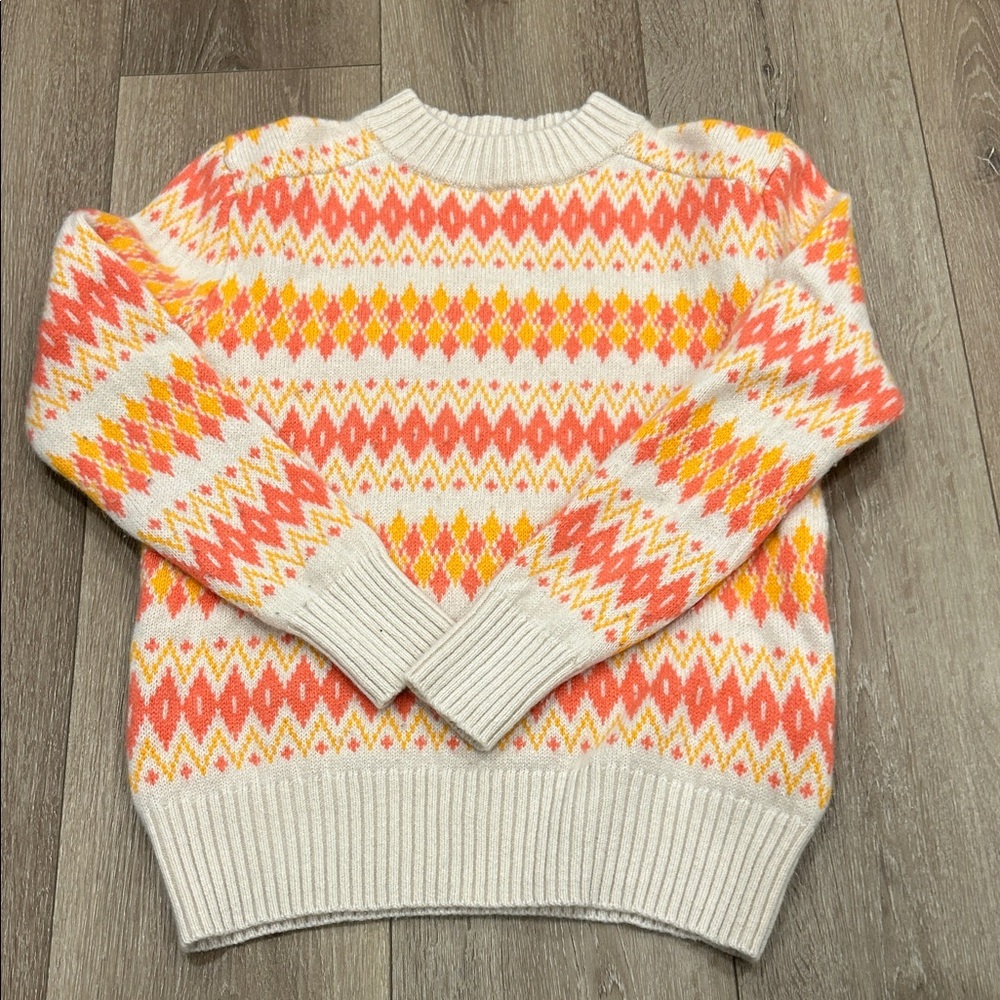 Cozy Knit Sweater in Cream and Orange
